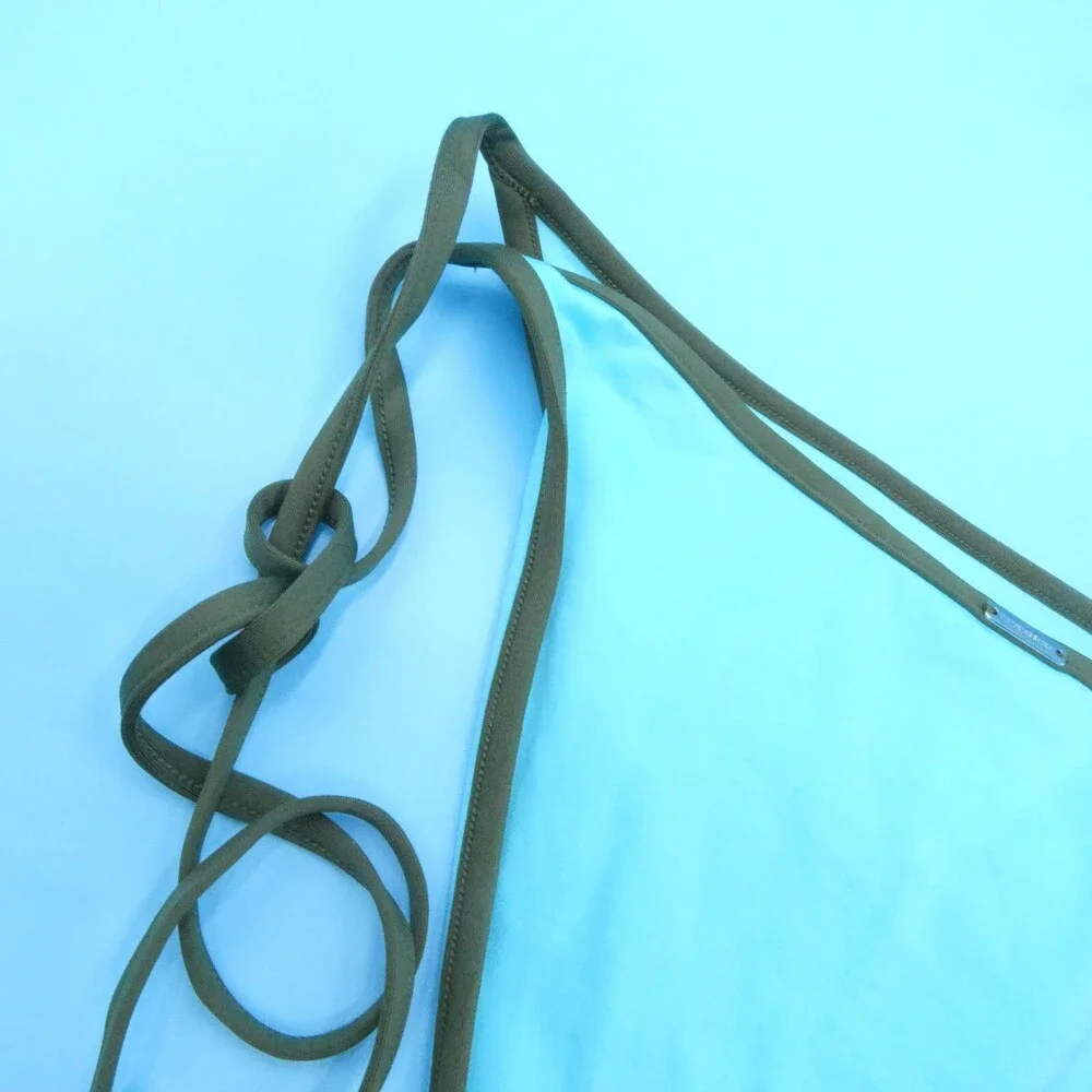 Victorias Secret Large Blue Green Lined Tie Brazilian Bikini Bottom‎ Beach Swim